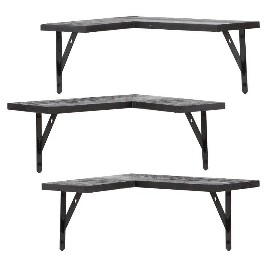 Wood Floating Shelves Set of 3 Wall Mounted Shelves for Bedroom and Kitchen Wall Decor Black 15.7*11.4in
Wood Floating Shelves Set of 3 Wall Mounted Shelves for Bedroom and Kitchen Wall Decor Black 15.7*11.4in