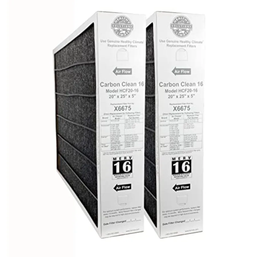 Air purifier replacement filter for healthy climate systems, carbon clean material, black, MERV 16 efficiency, 20 x 25 x 5 inch
Air purifier replacement filter for healthy climate systems, carbon clean material, black, MERV 16 efficiency, 20 x 25 x 5 inch