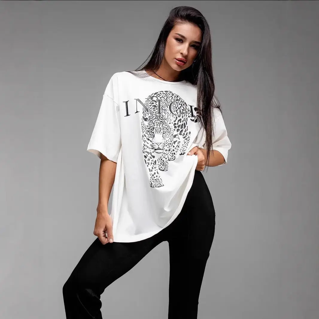 European And American Style 100% Cotton Street Personality Harajuku Fashion Design Sense Leopard Loose Summer Women's T-shirt
European And American Style 100% Cotton Street Personality Harajuku Fashion Design Sense Leopard Loose Summer Women's T-shirt