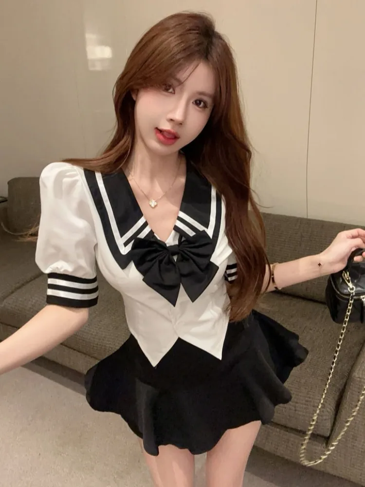 Korean Style Sweet Jk Uniform School Wind Navy Collar Knot Waist Cinch Short Sleeve High Waist Pleated Skirt Set Su...
Korean Style Sweet Jk Uniform School Wind Navy Collar Knot Waist Cinch Short Sleeve High Waist Pleated Skirt Set Su...