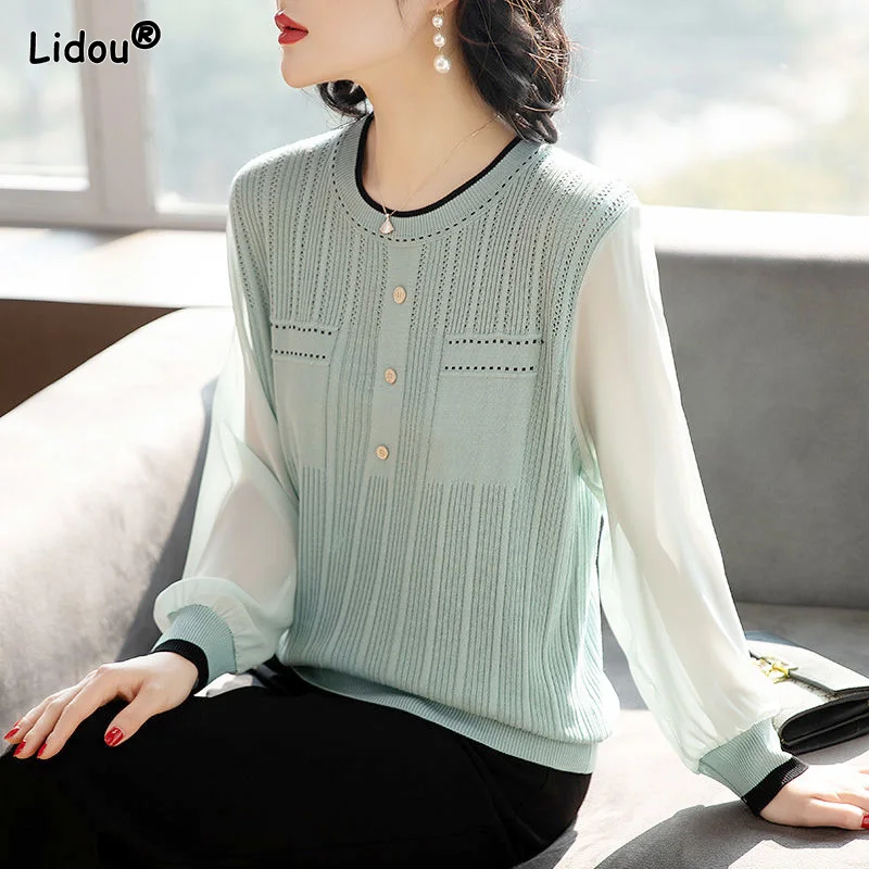 Vintage Spring Summer Hollow Out O-Neck Button Women's Clothing Mercerized Cotton Patchwork Long Sleeve Loose New 2022 T-Shirts
Vintage Spring Summer Hollow Out O-Neck Button Women's Clothing Mercerized Cotton Patchwork Long Sleeve Loose New 2022 T-Shirts