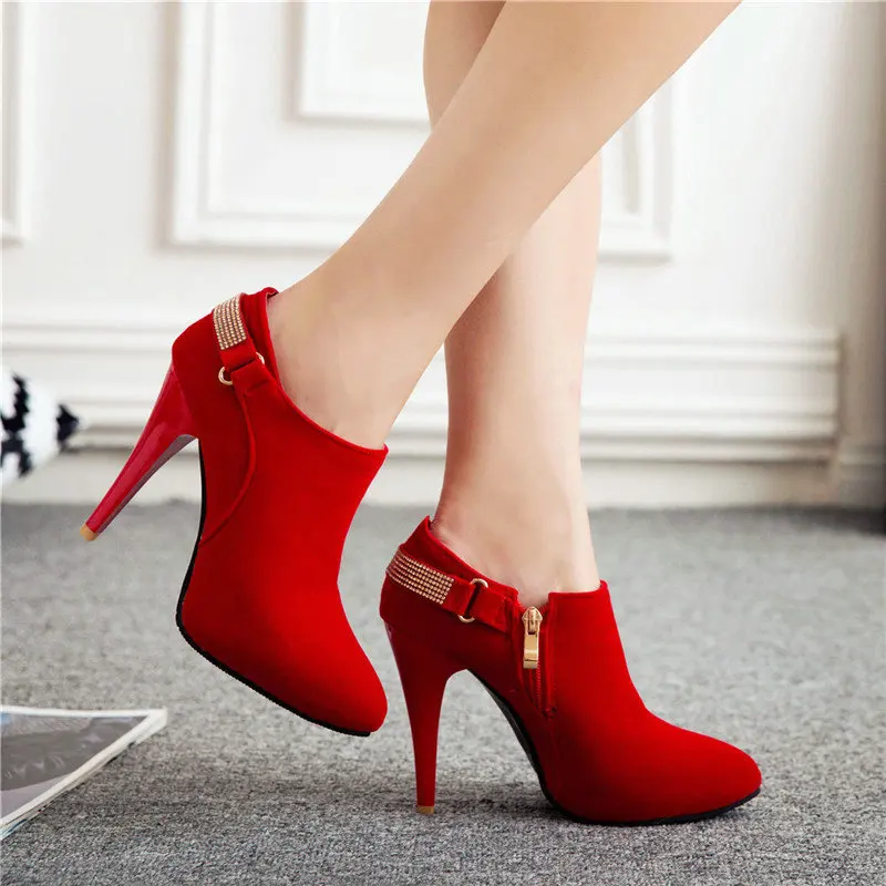 Women's Black Blue Faux Suede Stiletto High Heel Ankle Boots with Rhinestone Buckle Stiletto Pointed Toe Zipper Boots for Party
Women's Black Blue Faux Suede Stiletto High Heel Ankle Boots with Rhinestone Buckle Stiletto Pointed Toe Zipper Boots for Party