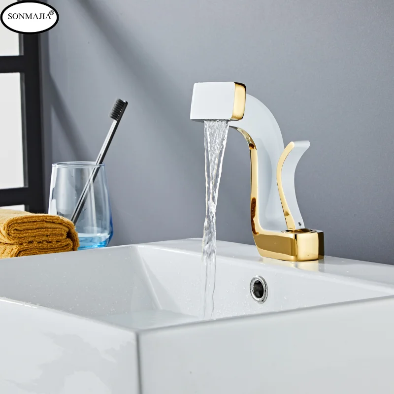 SONMAJIA Brass Golden Bathroom Faucet, Hot and Cold Single Handle Faucet, Solid Brass Basin Mixer Faucet with Unique Design
SONMAJIA Brass Golden Bathroom Faucet, Hot and Cold Single Handle Faucet, Solid Brass Basin Mixer Faucet with Unique Design