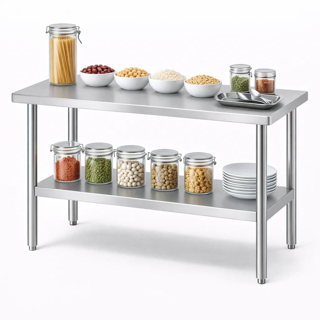 Commercial 304 Heavy Duty Undershelf Easy Clean Stable Frame Stainless Steel Work Table for Kitchen Prep
Commercial 304 Heavy Duty Undershelf Easy Clean Stable Frame Stainless Steel Work Table for Kitchen Prep