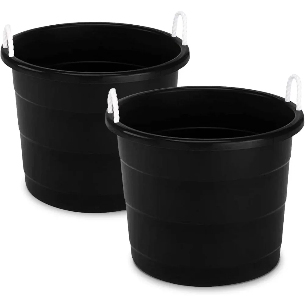 2-Pack Utility Tub, Large Plastic Storage Bucket with Rope Handles, 17 Gallon, Black
2-Pack Utility Tub, Large Plastic Storage Bucket with Rope Handles, 17 Gallon, Black