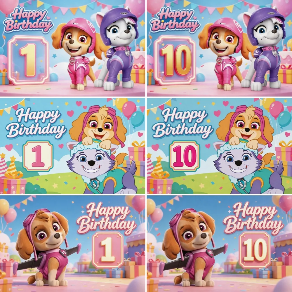 Pink 1-10th Cartoon PAW Patrol Birthday Party Decoration Background Cute Dog Skye Backdrop Kids Photo Studio Supplies Banner
Pink 1-10th Cartoon PAW Patrol Birthday Party Decoration Background Cute Dog Skye Backdrop Kids Photo Studio Supplies Banner