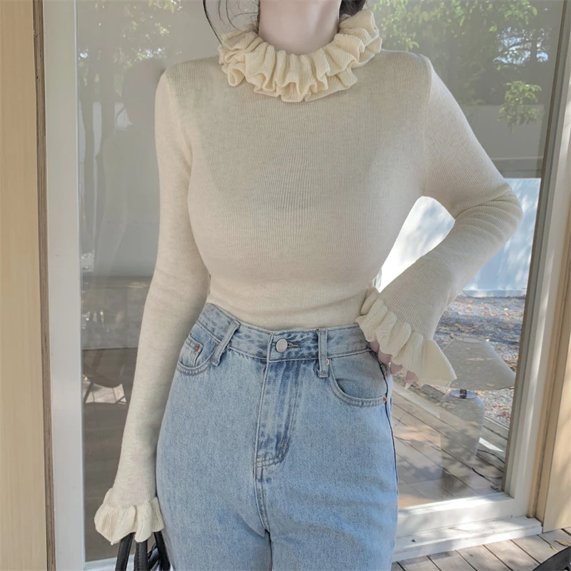 Sli f High Ne Knitwear Top Women's mid Ne Base irt Autumn New Faion Sve Long Polyester Fiber Regular Length
Sli f High Ne Knitwear Top Women's mid Ne Base irt Autumn New Faion Sve Long Polyester Fiber Regular Length