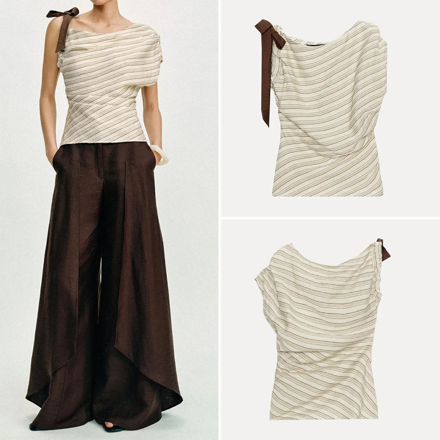 Women's Casual Style Striped Knot Top Sleeveless Asymmetrical Shoulder Spring 2026 Slimming Effect Simple Design
Women's Casual Style Striped Knot Top Sleeveless Asymmetrical Shoulder Spring 2026 Slimming Effect Simple Design