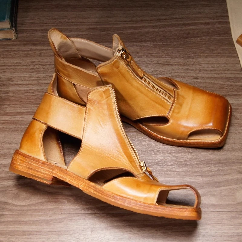 Summer Men's Boots Outdoor Beach Comfortable Cowhide Sandals Vintage Handmade Genuine Leather Square Toe Gladiator Casual Shoes
Summer Men's Boots Outdoor Beach Comfortable Cowhide Sandals Vintage Handmade Genuine Leather Square Toe Gladiator Casual Shoes