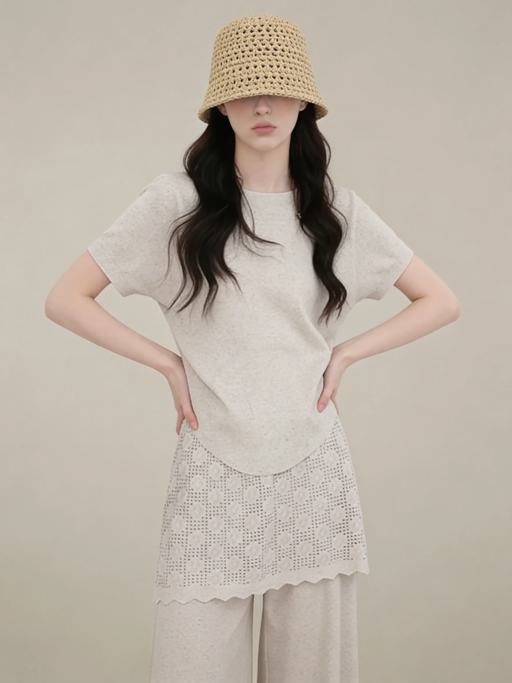 Korean Style Beige Short Sleeve Top And High Waist Long Pants Casual Women's Set High Waist Loose Fit Spring Outfit
Korean Style Beige Short Sleeve Top And High Waist Long Pants Casual Women's Set High Waist Loose Fit Spring Outfit
