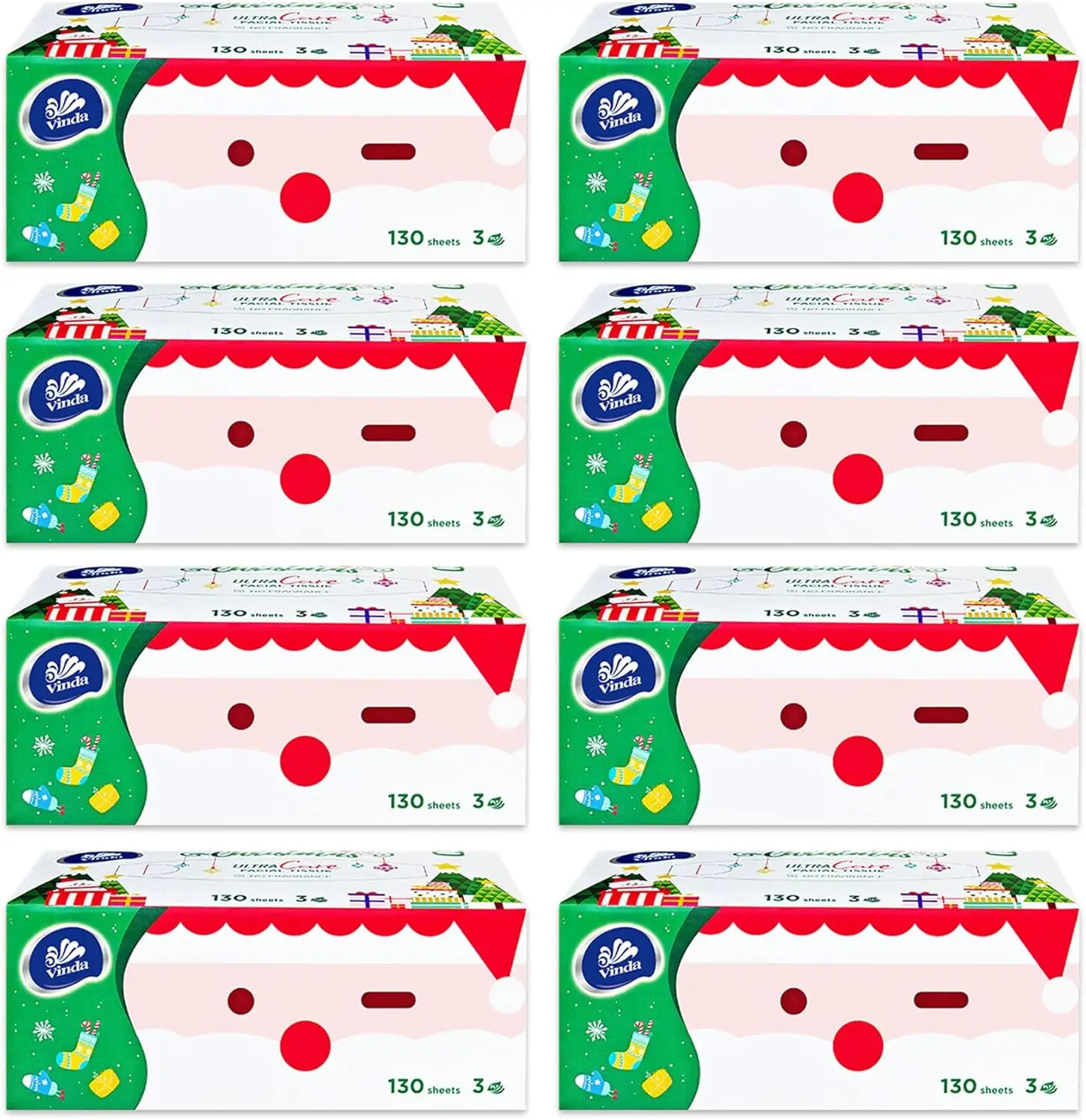 Festive Holiday Facial Tissues, Ultra Soft & Gentle for Sensitive Skin, 8 Boxes with 130 Tissues Each
Festive Holiday Facial Tissues, Ultra Soft & Gentle for Sensitive Skin, 8 Boxes with 130 Tissues Each