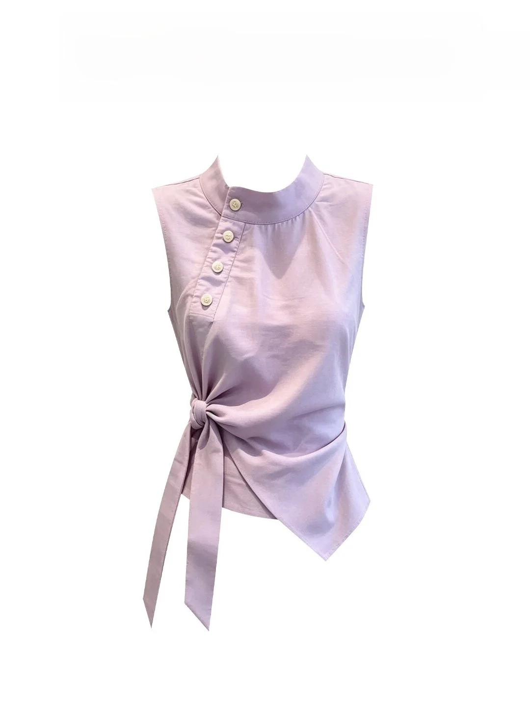 Elegant Casual Sleeveless Shirt Women's New Purple Fashionable Belt Design Top Summer 2026 Polyester Stand Collar Regular Length
Elegant Casual Sleeveless Shirt Women's New Purple Fashionable Belt Design Top Summer 2026 Polyester Stand Collar Regular Length