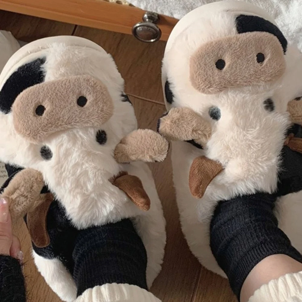 New winter neutral cartoon cow warm plush slippers for couples, indoor anti slip home slippers for men and women, home cotton sh
New winter neutral cartoon cow warm plush slippers for couples, indoor anti slip home slippers for men and women, home cotton sh