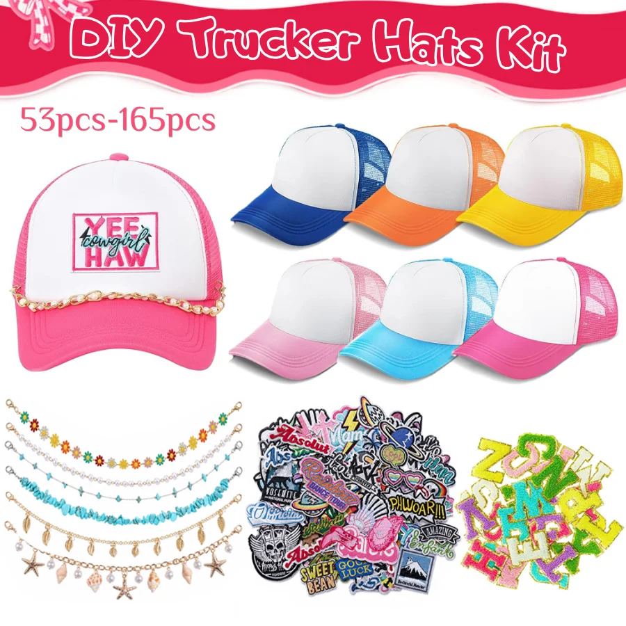 6-24SET DIY Trucker Hats Bulk Iron on Patches Blank Trucker Hat Making Kit with Patches Chains for Baseball Birthday Party
6-24SET DIY Trucker Hats Bulk Iron on Patches Blank Trucker Hat Making Kit with Patches Chains for Baseball Birthday Party
