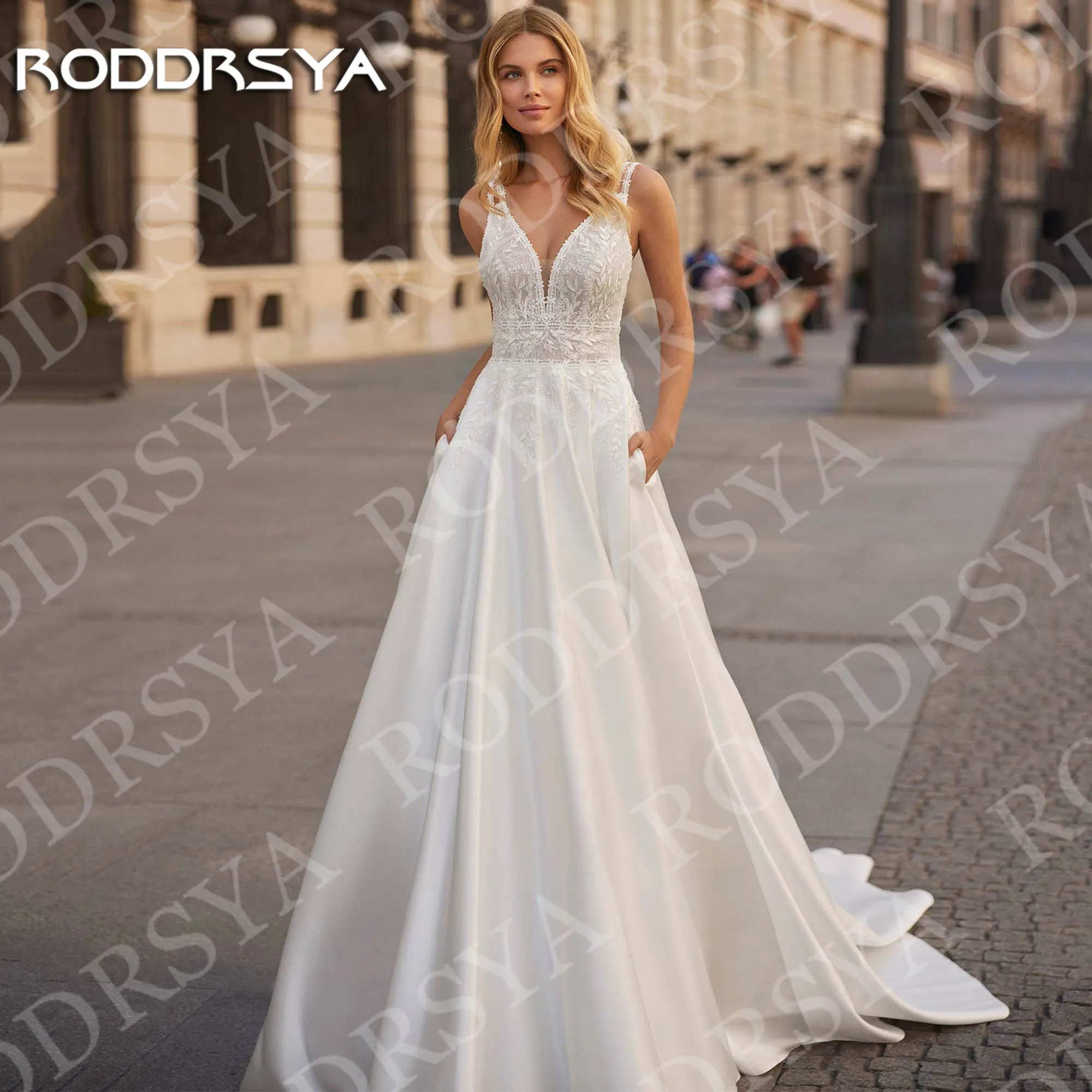 RODDRSYA Sleeveless Wedding Dresses for Woman Elegant V Neck Lace Backless A Line Bridal Gown Customized robe de mariée 2025
RODDRSYA Sleeveless Wedding Dresses for Woman Elegant V Neck Lace Backless A Line Bridal Gown Customized robe de mariée 2025