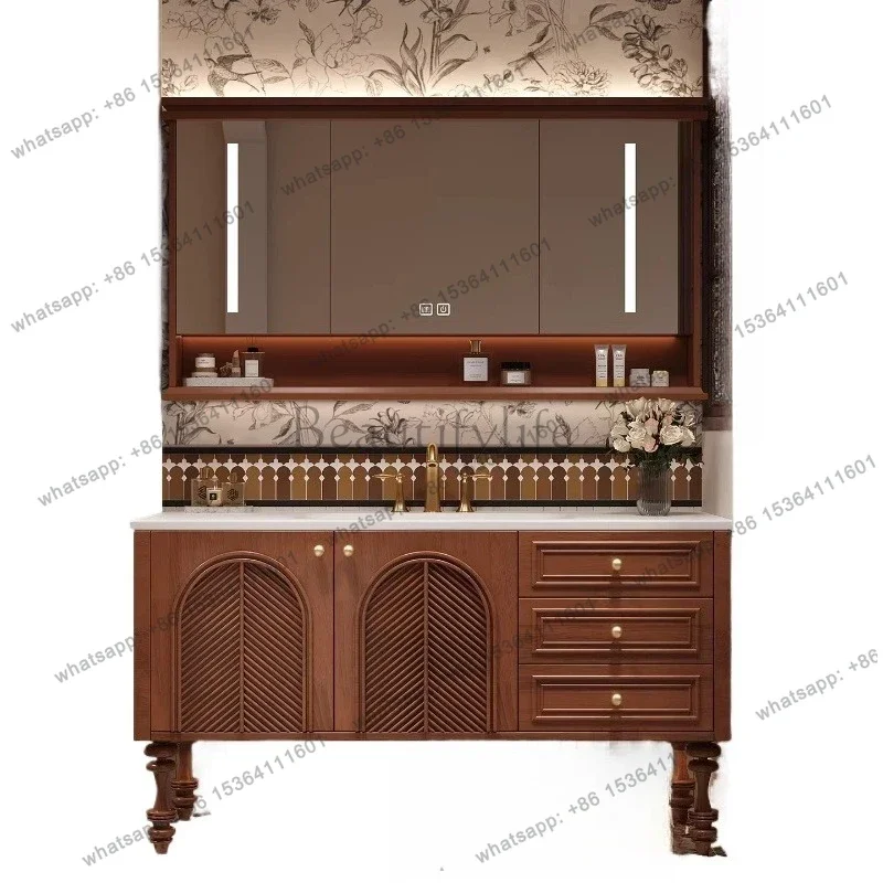 French retro medieval bathroom cabinet combination hot bending integrated basin washbasin
French retro medieval bathroom cabinet combination hot bending integrated basin washbasin
