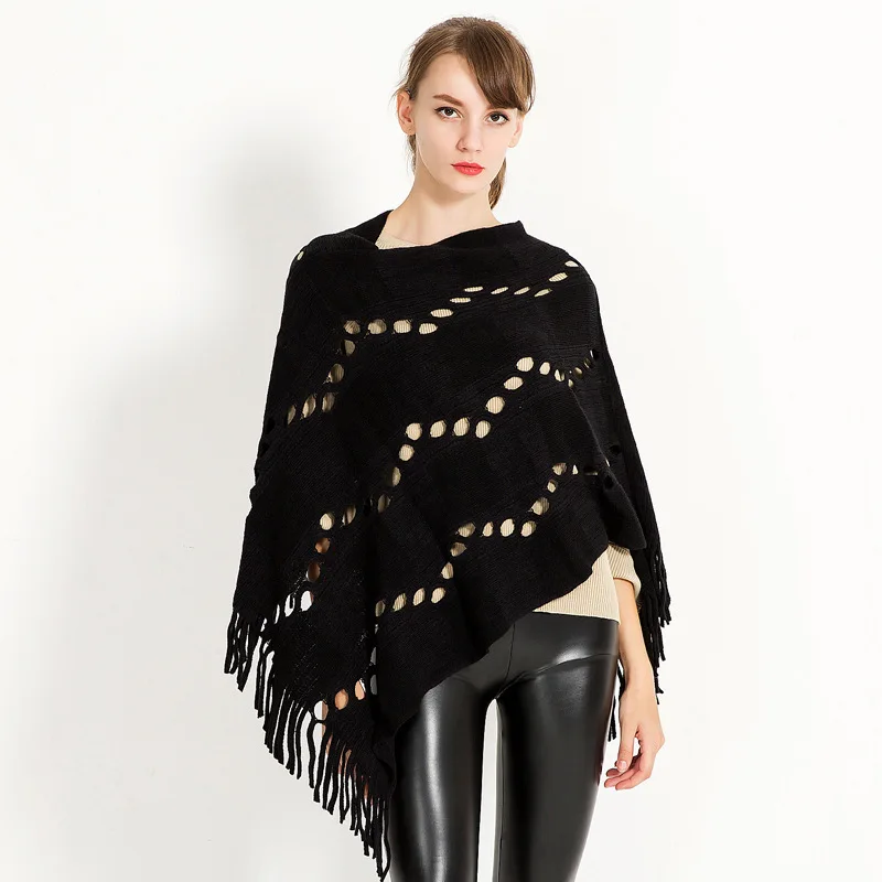 Women Spring Autumn Shawl Lady Knitted Two Way Wrap Vintage Plaid Pullover Hollow Out Loose Sweater Fall Poncho with Tassel
Women Spring Autumn Shawl Lady Knitted Two Way Wrap Vintage Plaid Pullover Hollow Out Loose Sweater Fall Poncho with Tassel