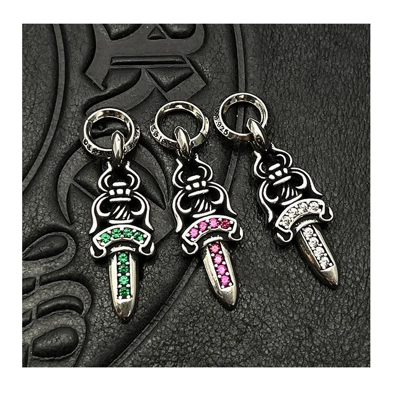 Trendy Jewelry, Small Thai Silver Vintage Diamond-encrusted Sword Necklace, Niche Colored Diamond Pendant Sweater Chain
Trendy Jewelry, Small Thai Silver Vintage Diamond-encrusted Sword Necklace, Niche Colored Diamond Pendant Sweater Chain