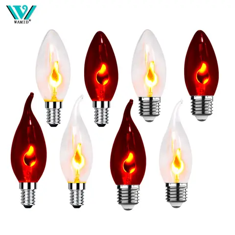 1-24PCS Edison Led Candle Light Bulb C35 C35L E14 LED Flame Effect Bulb 3W AC 220V Home for Decor Lighting Ampoule Candle Bulb