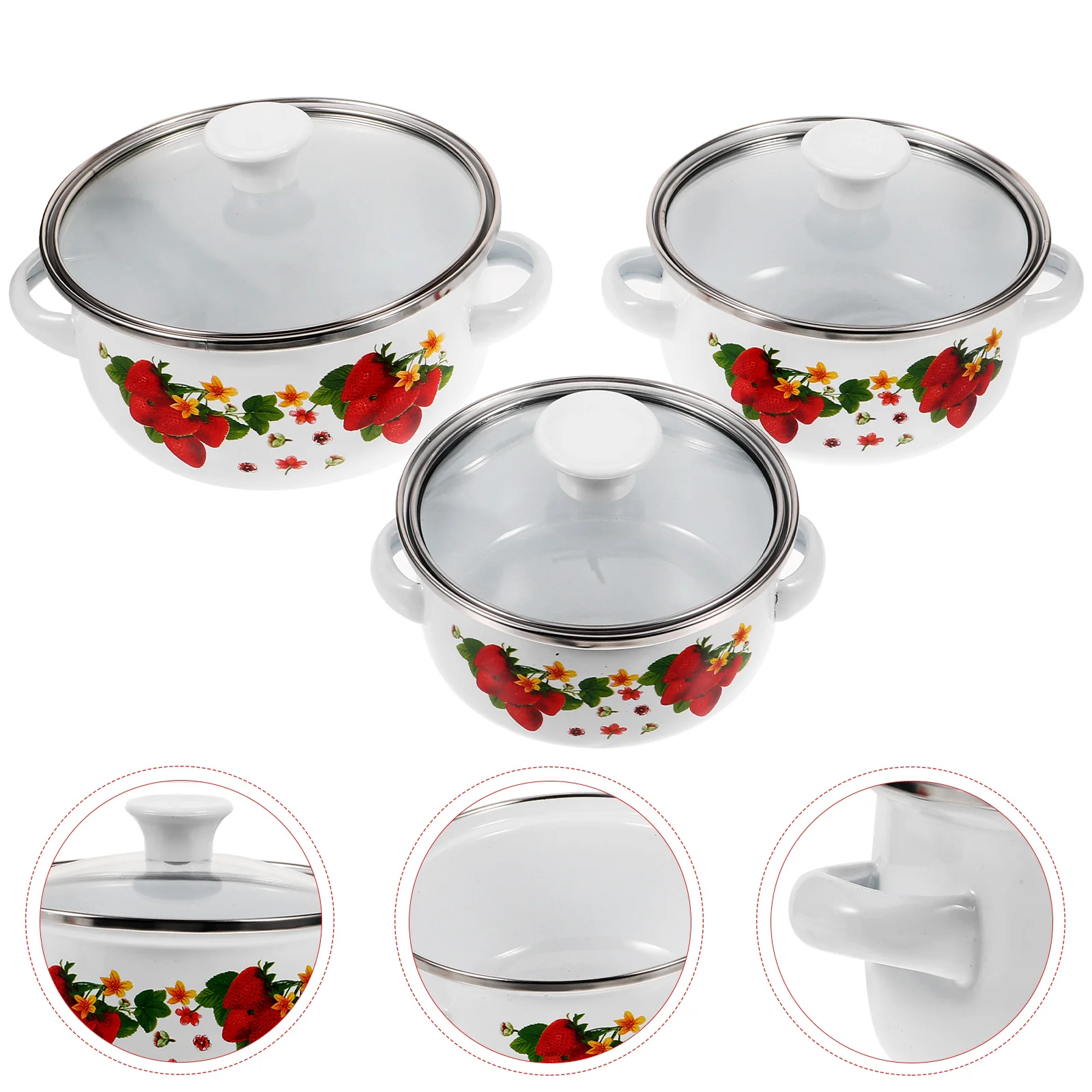 3 Pcs Pot Enamel Mini Soup Double Ear Oil Instant Noodle Flat Bottom Small Hot Three-piece Set (green Flower) Saucepan
3 Pcs Pot Enamel Mini Soup Double Ear Oil Instant Noodle Flat Bottom Small Hot Three-piece Set (green Flower) Saucepan