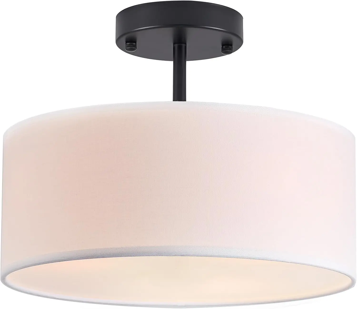 13 inch Modern 3-Light Semi Flush Mount Ceiling Light, Black with White Fabric Shade for Bedroom, Dining Room, Hallway
13 inch Modern 3-Light Semi Flush Mount Ceiling Light, Black with White Fabric Shade for Bedroom, Dining Room, Hallway