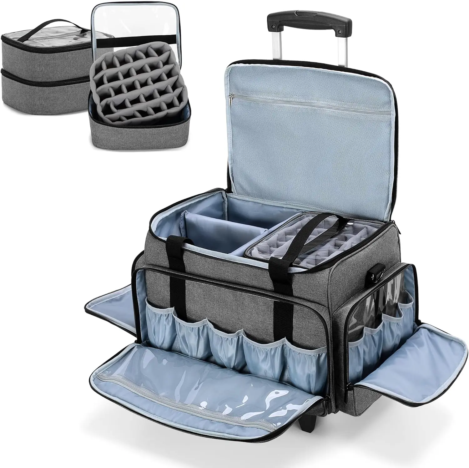 Rolling Nail Polish Organizer Holds 90 Bottles and Nail Lamp, Detachable Dolly, 3 Removable Cases (Patented), Gray
Rolling Nail Polish Organizer Holds 90 Bottles and Nail Lamp, Detachable Dolly, 3 Removable Cases (Patented), Gray