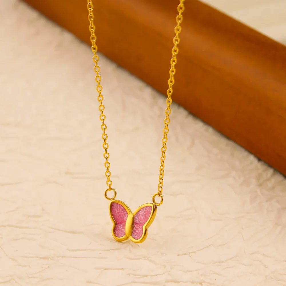 DIY accessories Autumn and winter cross-border new pink butterfly pendant necklace titanium steel gold niche design light luxury
DIY accessories Autumn and winter cross-border new pink butterfly pendant necklace titanium steel gold niche design light luxury