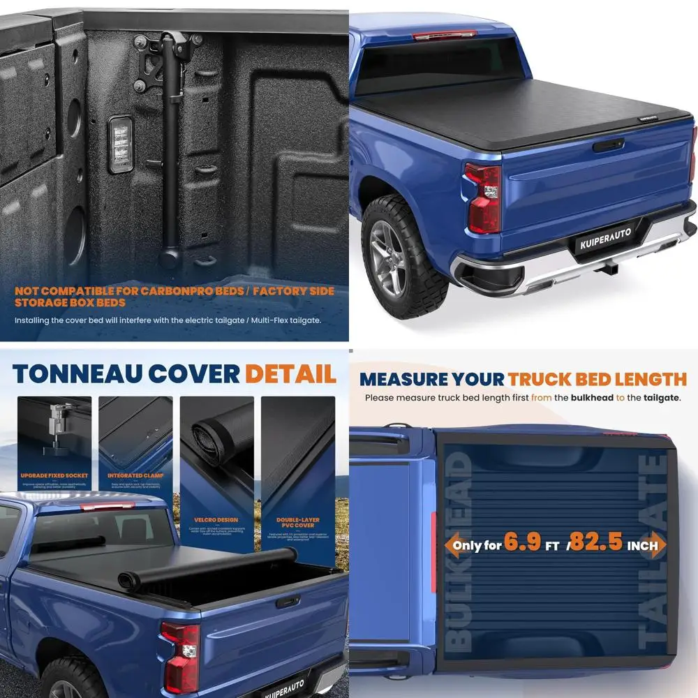 6.9FT Roll-Up Soft Vinyl Truck Bed Tonneau Cover Compatible for 20-24 Chevy Chevrolet Silverado/GMC Sierra 2500 3500 HD (6.9 Fle
6.9FT Roll-Up Soft Vinyl Truck Bed Tonneau Cover Compatible for 20-24 Chevy Chevrolet Silverado/GMC Sierra 2500 3500 HD (6.9 Fle