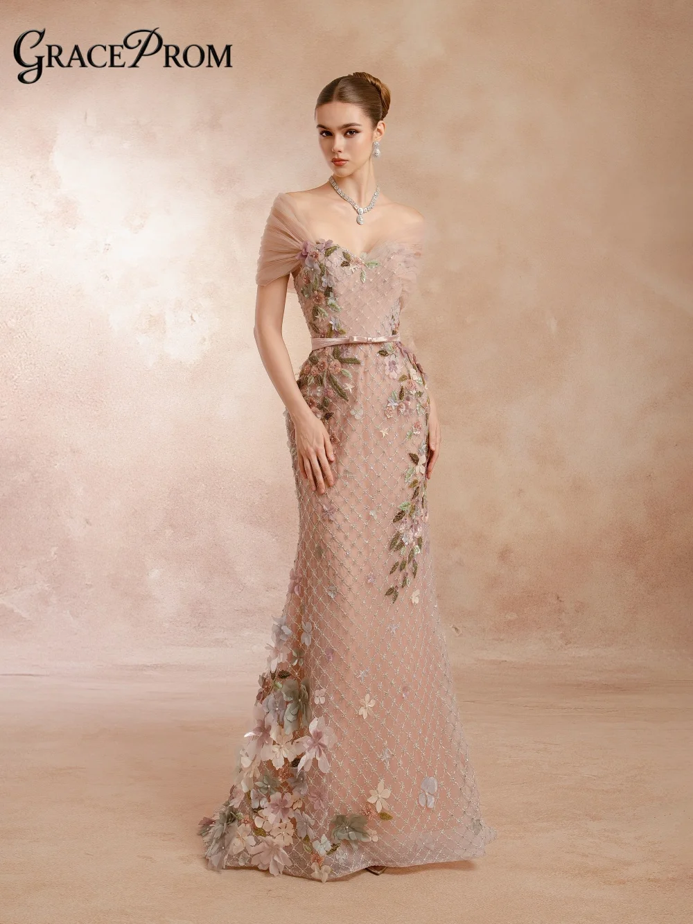 Romantic Blush Pink Off Shoulder Ruffled Tulle Neck 3D Flower Party Dress Satin Belt Evening Gown For Wedding Guests فساتين سهرة
Romantic Blush Pink Off Shoulder Ruffled Tulle Neck 3D Flower Party Dress Satin Belt Evening Gown For Wedding Guests فساتين سهرة