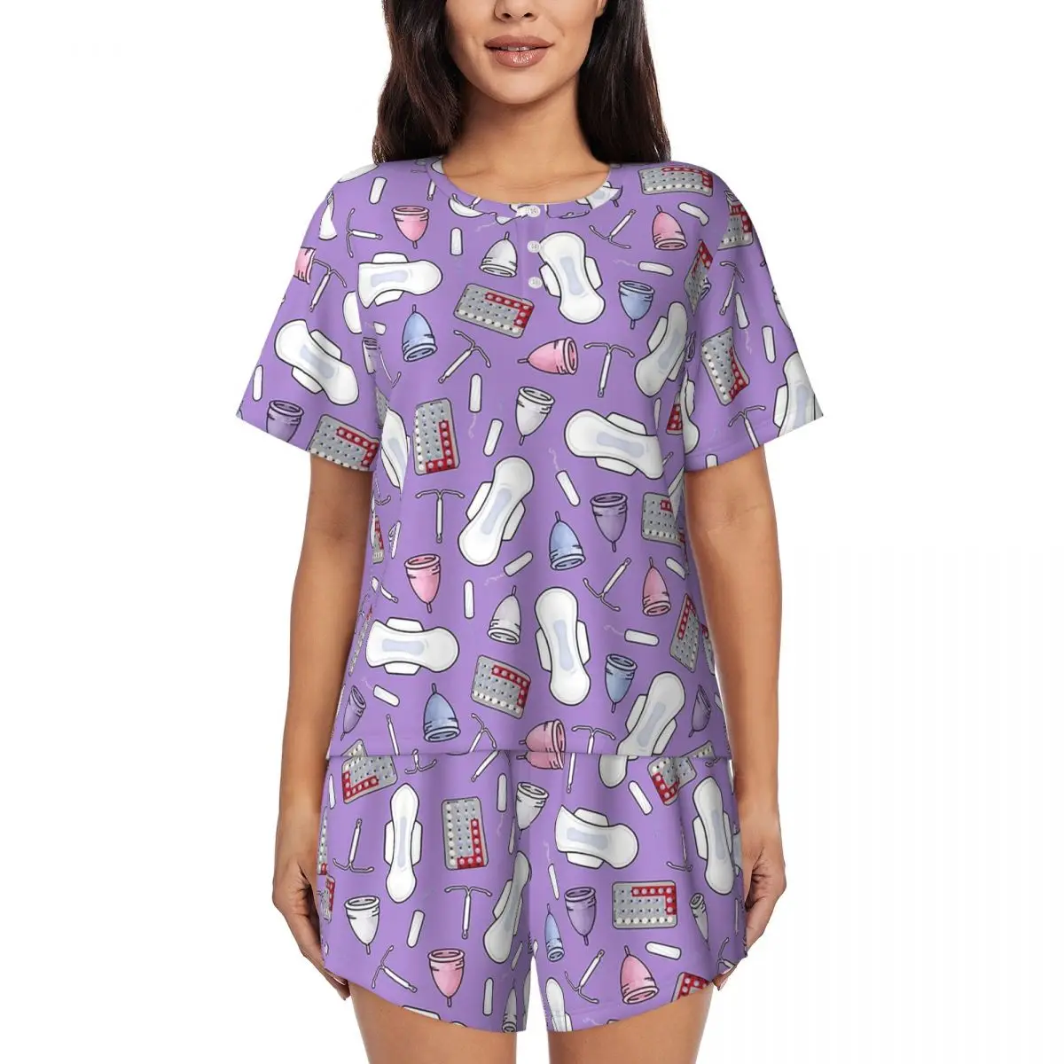 Period Protection, PMS Ready In Purple Round Neck Short Sleeves Nightdress for Sleeping Women Soft Pajama Set Short Pants
Period Protection, PMS Ready In Purple Round Neck Short Sleeves Nightdress for Sleeping Women Soft Pajama Set Short Pants