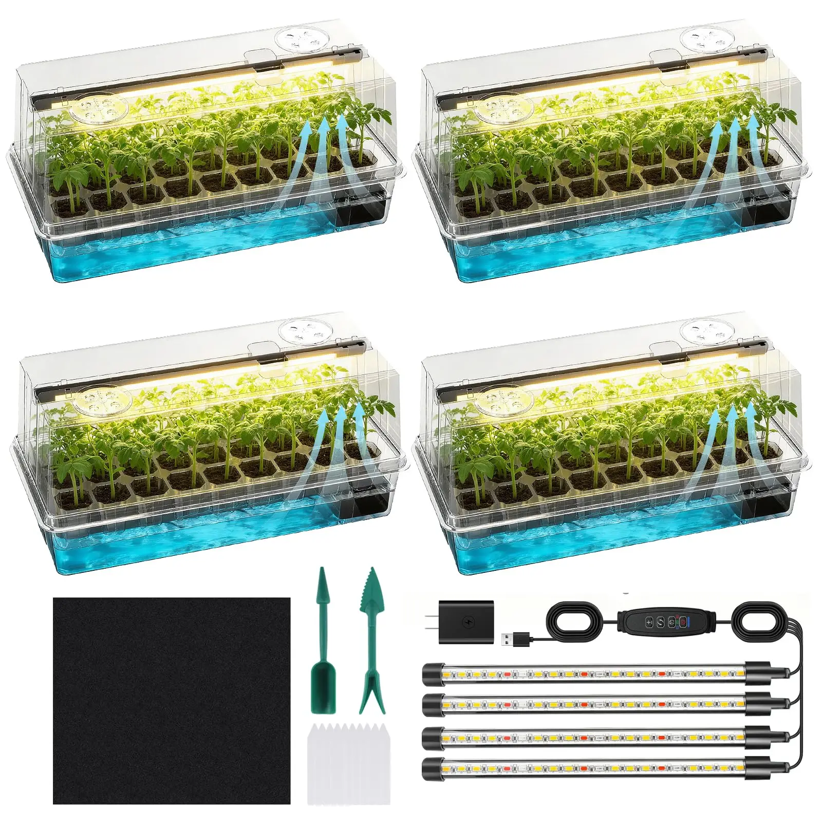 Self Watering Seed Starter Tray With Full Spectrum Grow Light And Timer For Indoor Gardening
Self Watering Seed Starter Tray With Full Spectrum Grow Light And Timer For Indoor Gardening