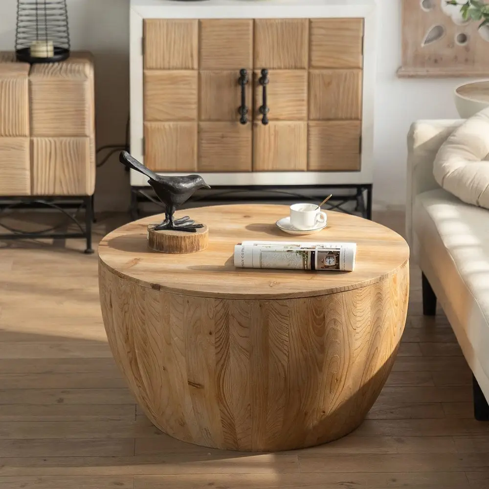 Round Wood Coffee Table with Storage for Living Room, Modern Retro Farmhouse Bucket Shaped Drum Coffee Table for Living Room Ap
Round Wood Coffee Table with Storage for Living Room, Modern Retro Farmhouse Bucket Shaped Drum Coffee Table for Living Room Ap