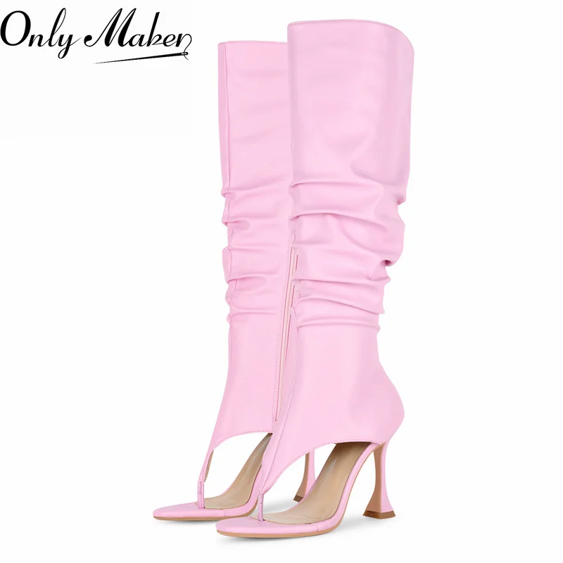 Onlymaker Women Open Toe Clip-On Knee High Boots Side Zipper Thin Low Heels Party Flip-flops Sandals Boots
Onlymaker Women Open Toe Clip-On Knee High Boots Side Zipper Thin Low Heels Party Flip-flops Sandals Boots