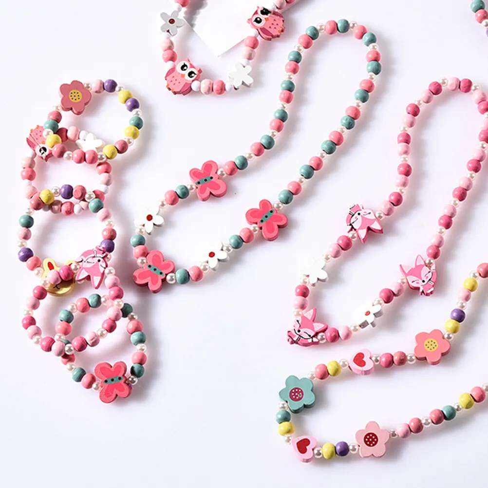 Children Wooden Bracelet Necklace Set Colorful Heart Flower Design Premium Jewelry Gift for Girls Birthday Festival
Children Wooden Bracelet Necklace Set Colorful Heart Flower Design Premium Jewelry Gift for Girls Birthday Festival