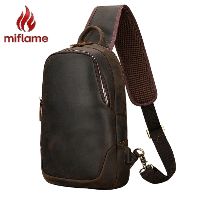 Men's crossbody Sling Bag Crazy Horse Leather USB Charging Large Capacity Casual Daypack Shoulder Purse for Commute Travel
Men's crossbody Sling Bag Crazy Horse Leather USB Charging Large Capacity Casual Daypack Shoulder Purse for Commute Travel