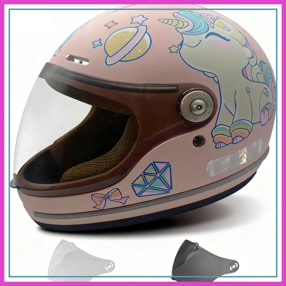 Full Face Motorcycle Helmet for Kids Ages 2-12 with Replaceable Visor, DOT Approved, Lightweight, Pink
Full Face Motorcycle Helmet for Kids Ages 2-12 with Replaceable Visor, DOT Approved, Lightweight, Pink