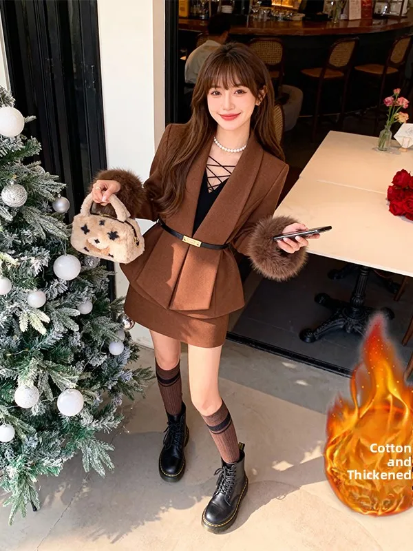 Fashionable Thickened Slimming Cotton Set High-End Winter Outfit Short Skirt JT0228 Two-Piece Suit for Women round Neck Long ...
Fashionable Thickened Slimming Cotton Set High-End Winter Outfit Short Skirt JT0228 Two-Piece Suit for Women round Neck Long ...