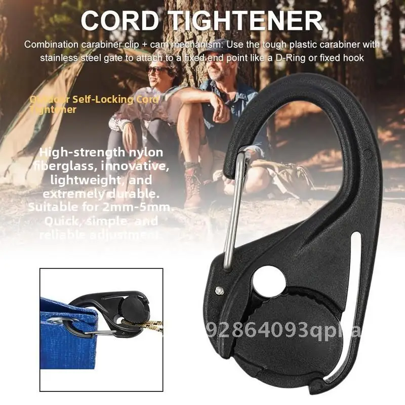 High-Strength Nylon Rope Tightening Buckle Black Outdoor Wind Rope Adjustment Self-Locking Canopy Hook for Camping And Hiking
High-Strength Nylon Rope Tightening Buckle Black Outdoor Wind Rope Adjustment Self-Locking Canopy Hook for Camping And Hiking