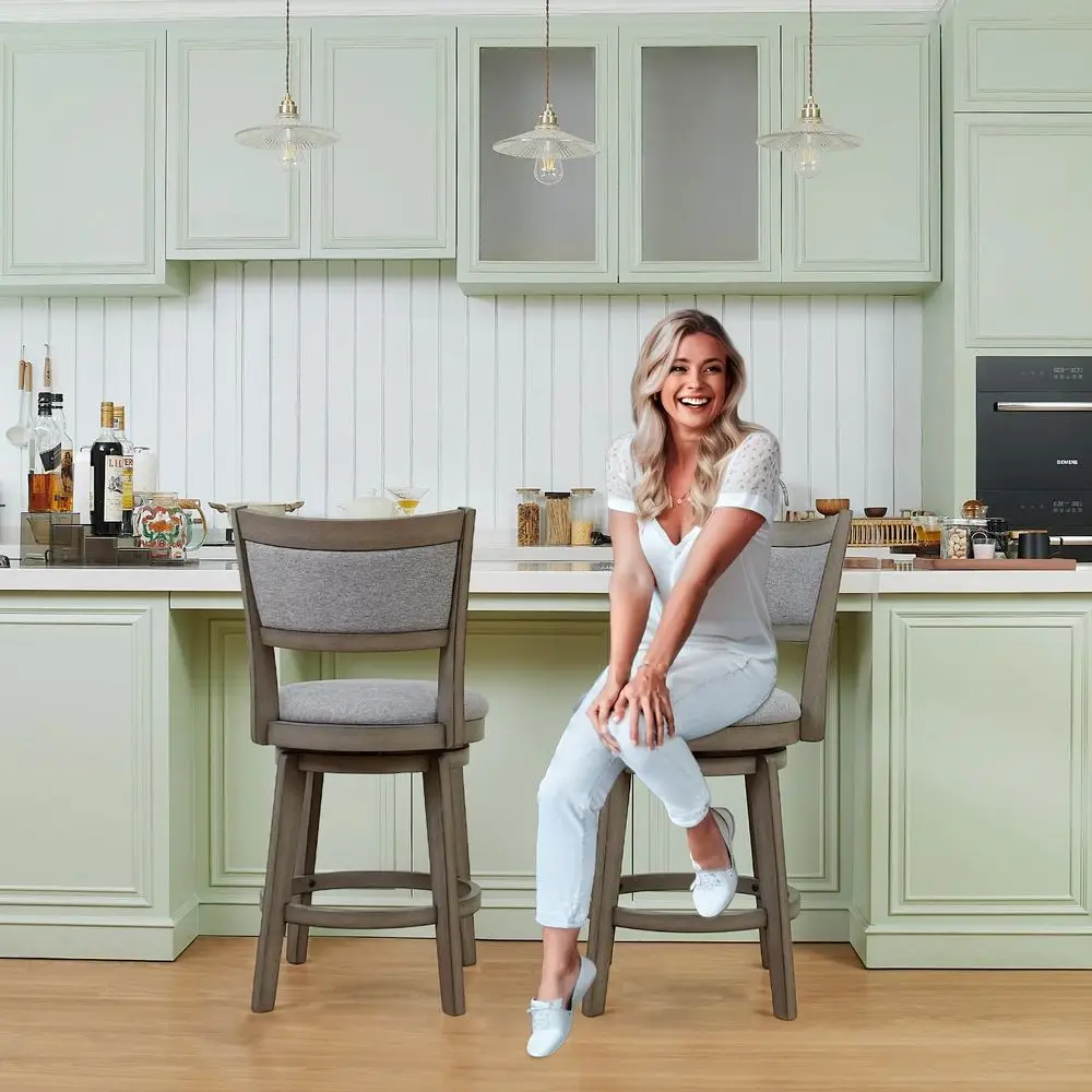 Swivel Bar Stools Set of 4, 24 Inch Counter Height Barstools, High Back Bar Stool with Solid Wood Legs amp WrapAround Footrest,
Swivel Bar Stools Set of 4, 24 Inch Counter Height Barstools, High Back Bar Stool with Solid Wood Legs amp WrapAround Footrest,