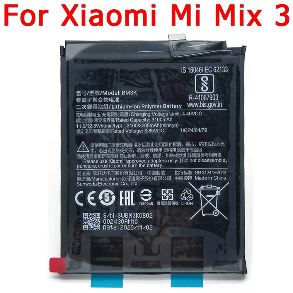 100% For Xiaomi Mix 3 Mix3 Battery BM3K 3100mAh Batteries Built-in Li-ion Bateria Replacement Repair Spare Parts
100% For Xiaomi Mix 3 Mix3 Battery BM3K 3100mAh Batteries Built-in Li-ion Bateria Replacement Repair Spare Parts