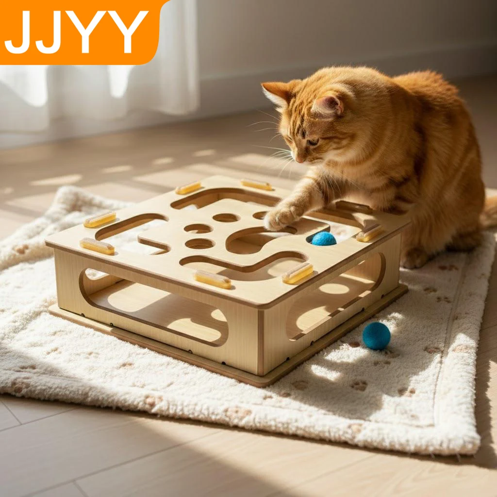 Интерактивная игрушка для кошек из массива дерева: лабиринт-шарик с мячиком с мятой для лазания и развлечения
Интерактивная игрушка для кошек из массива дерева: лабиринт-шарик с мячиком с мятой для лазания и развлечения