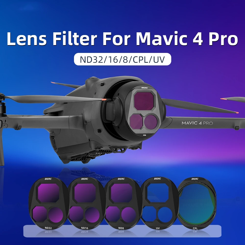 Professional Drone Camera ND Filter Set ND8 ND16 ND32 CPL Camera Lens Filter Kit for DJI Mavic 4 Pro Accessories
Professional Drone Camera ND Filter Set ND8 ND16 ND32 CPL Camera Lens Filter Kit for DJI Mavic 4 Pro Accessories