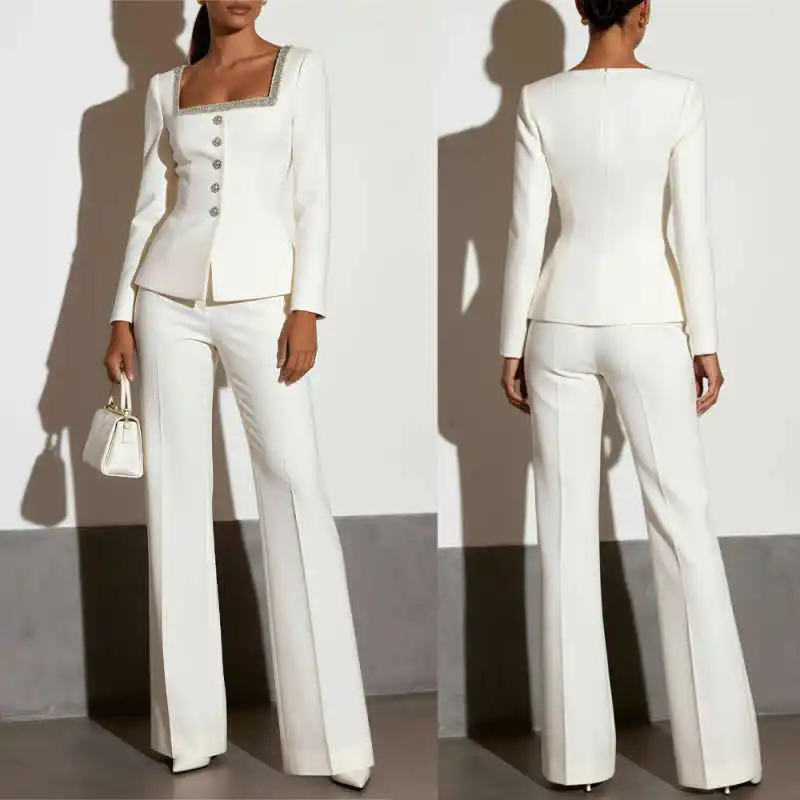 Elegant Crystal Women Suits 2 Pieces Blazer Pants Single Breasted Formal Occasion Commuting Office Banquet Party Customized
Elegant Crystal Women Suits 2 Pieces Blazer Pants Single Breasted Formal Occasion Commuting Office Banquet Party Customized