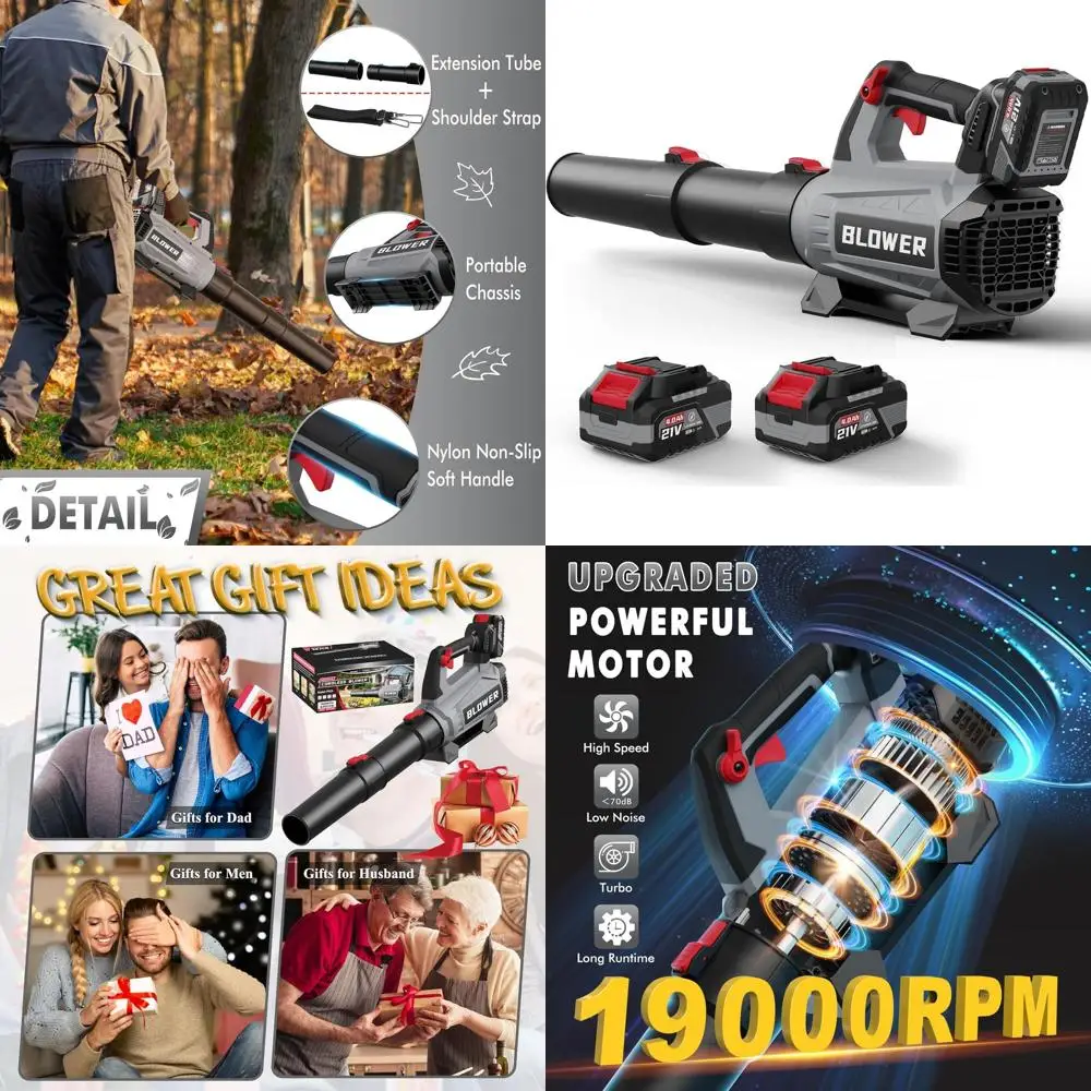 Усовершенствованный электрический воздуходув для листьев 21В - дальность 630 см, скорость 160 миль/ч, в комплекте 2 аккумулятора 4.0 Ач для ухода за газоном и садом
Усовершенствованный электрический воздуходув для листьев 21В - дальность 630 см, скорость 160 миль/ч, в комплекте 2 аккумулятора 4.0 Ач для ухода за газоном и садом