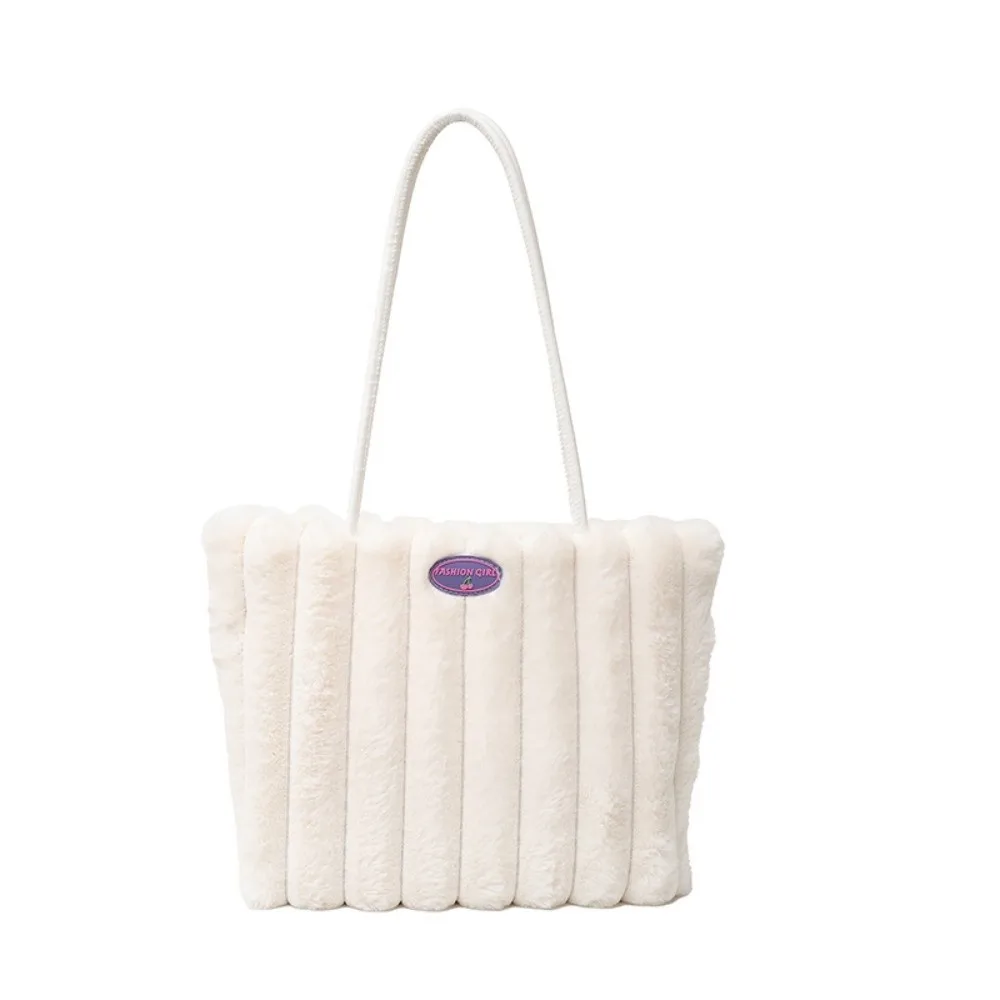 Storage Pouch Stripe Furry Tote Bag Large Capacity Portable Shoulder Bag Soft Magnetic Button Commuting Handbag Daily
Storage Pouch Stripe Furry Tote Bag Large Capacity Portable Shoulder Bag Soft Magnetic Button Commuting Handbag Daily