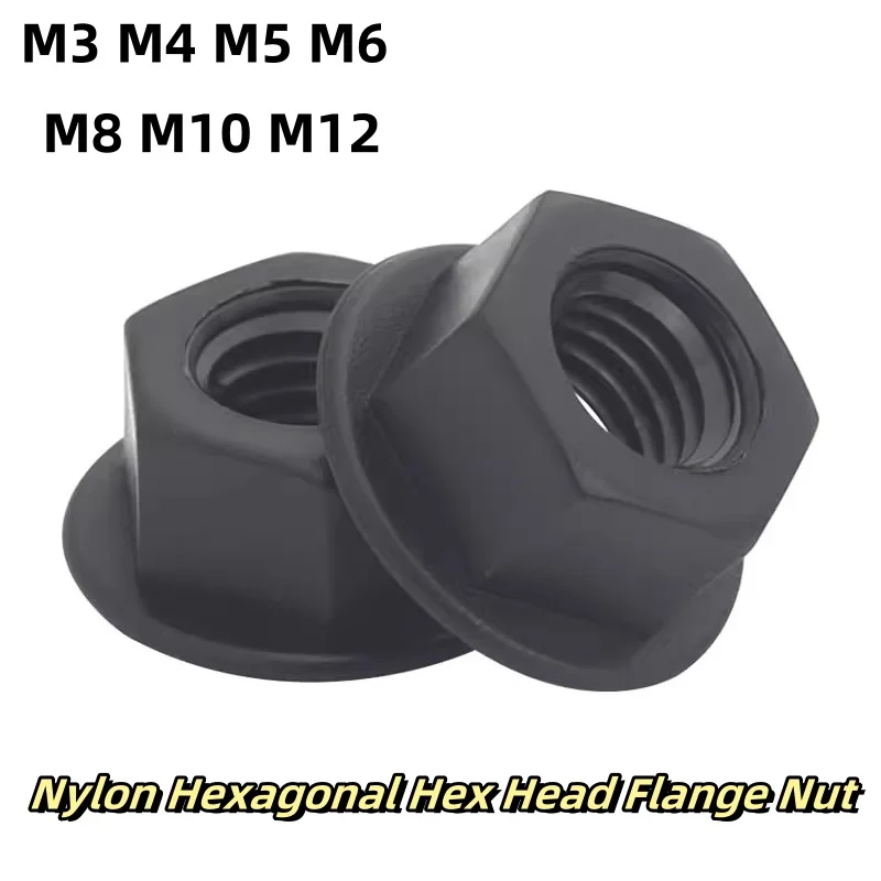 50pcs M3 M4 M5 M6 M8 M10 M12 High Quality Black Plastic Nylon Hexagon Hex Head Self-locking Nylock Flange Lock Nut DIN6923
50pcs M3 M4 M5 M6 M8 M10 M12 High Quality Black Plastic Nylon Hexagon Hex Head Self-locking Nylock Flange Lock Nut DIN6923