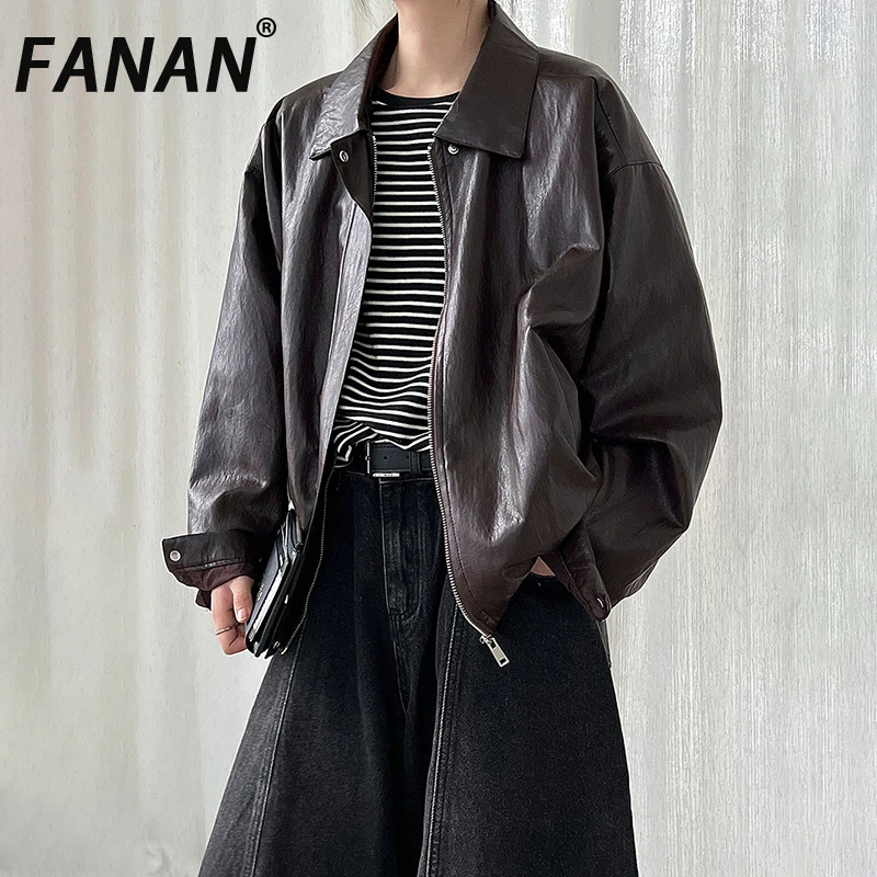 FANAN винтажные кожаные куртки для женщин, однобортные офисные женские темпераментные пальто с лацканами, женские топы, осень 2024, новая мода
FANAN винтажные кожаные куртки для женщин, однобортные офисные женские темпераментные пальто с лацканами, женские топы, осень 2024, новая мода