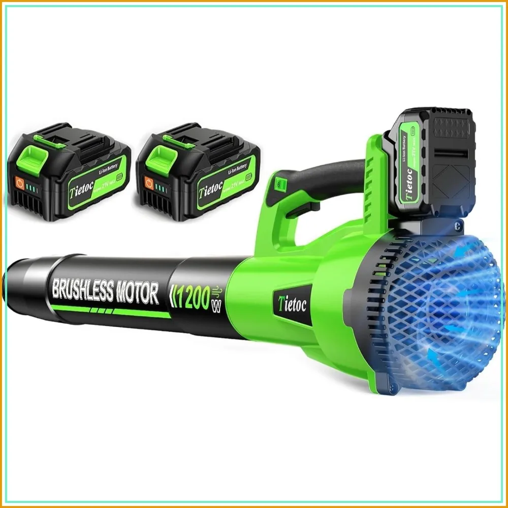 Cordless Leaf Blower, 1200W Brushless Motor, 2×4.0Ah Batteries, 6 Speeds, Lightweight for Garden Patio Lawn
Cordless Leaf Blower, 1200W Brushless Motor, 2×4.0Ah Batteries, 6 Speeds, Lightweight for Garden Patio Lawn