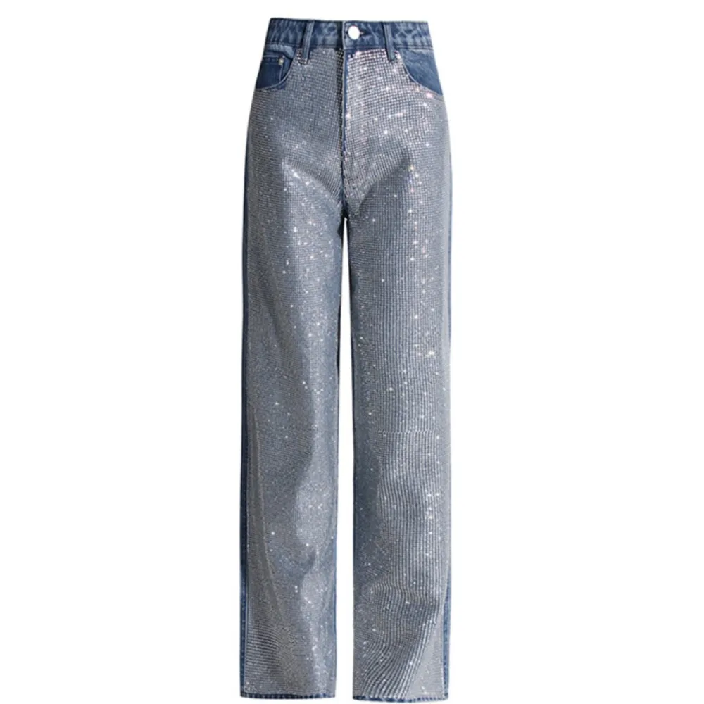 Women's Jeans High Waist Full Diamond Straight Wide Leg Denim Pants Summer New Fashion
Women's Jeans High Waist Full Diamond Straight Wide Leg Denim Pants Summer New Fashion