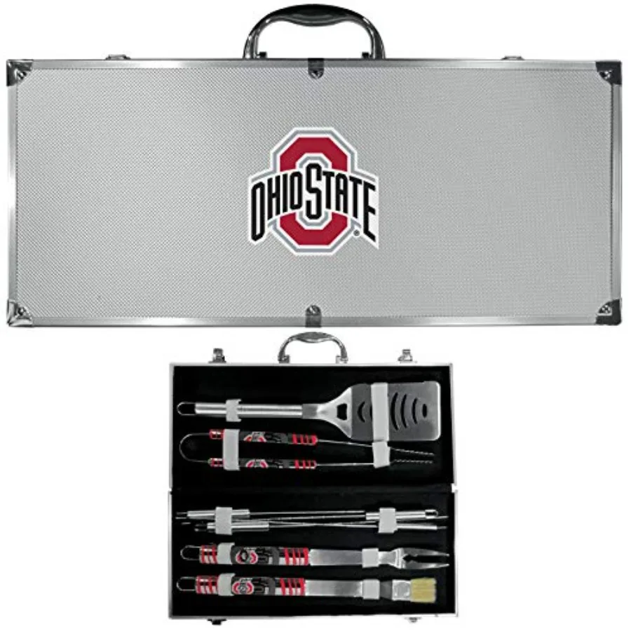 Tailgating BBQ set for NCAA events, stainless steel, black, compact with carrying case
Tailgating BBQ set for NCAA events, stainless steel, black, compact with carrying case